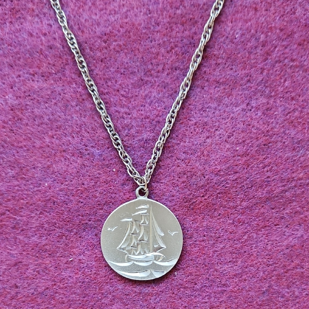 Silver Nautical Necklace With Pewter Pendant